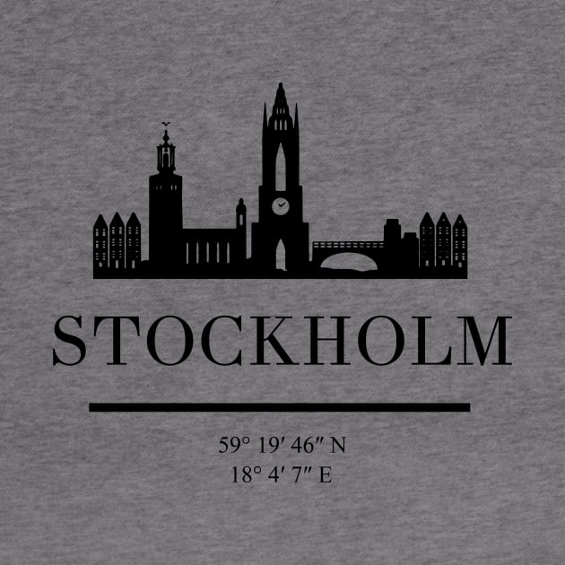 STOCKHOLM SWEDEN BLACK SILHOUETTE SKYLINE ART by deificusArt